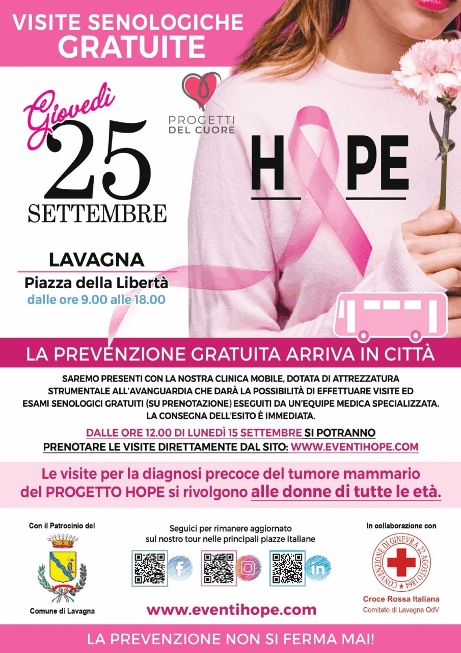 Visite senologiche gratuite a Lavagna con il Progetto Hope