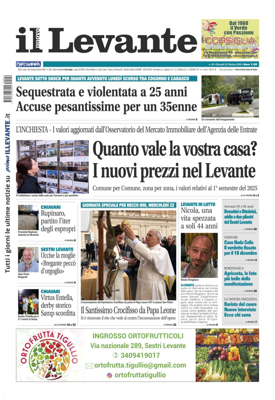 Il Nuovo Levante da oggi in edicola