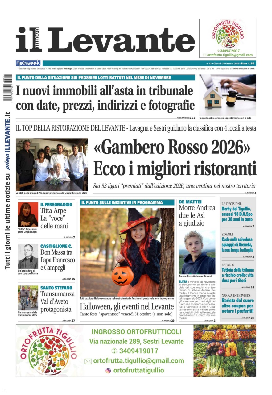 Il Nuovo Levante da oggi in edicola