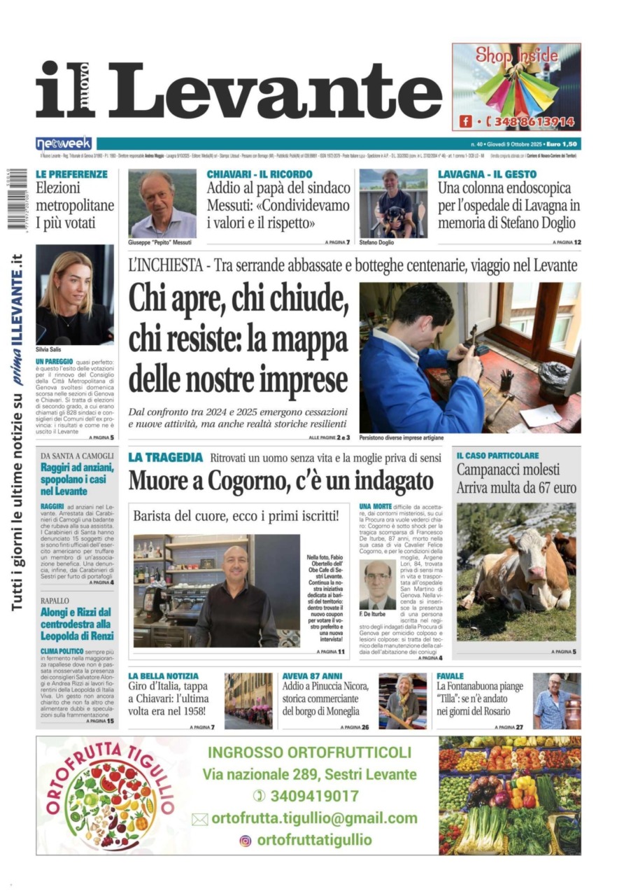 Il Nuovo Levante da oggi in edicola