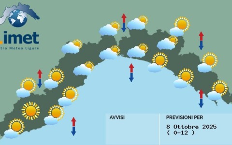 Meteo: cielo nuvoloso e temperature in diminuzione