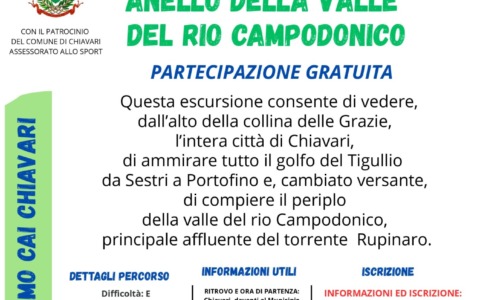 Chiavari, domenica 16 novembre ultima escursione gratuita all’Anello del Rio Campodonico