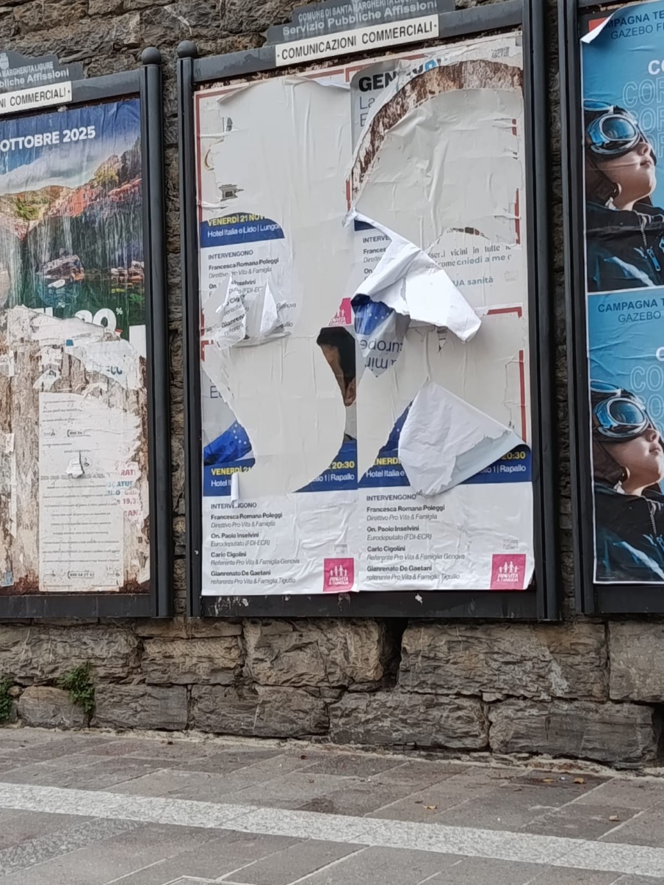 Manifesti strappati a Santa, nuova denuncia del Circolo Pro Vita del Tigullio