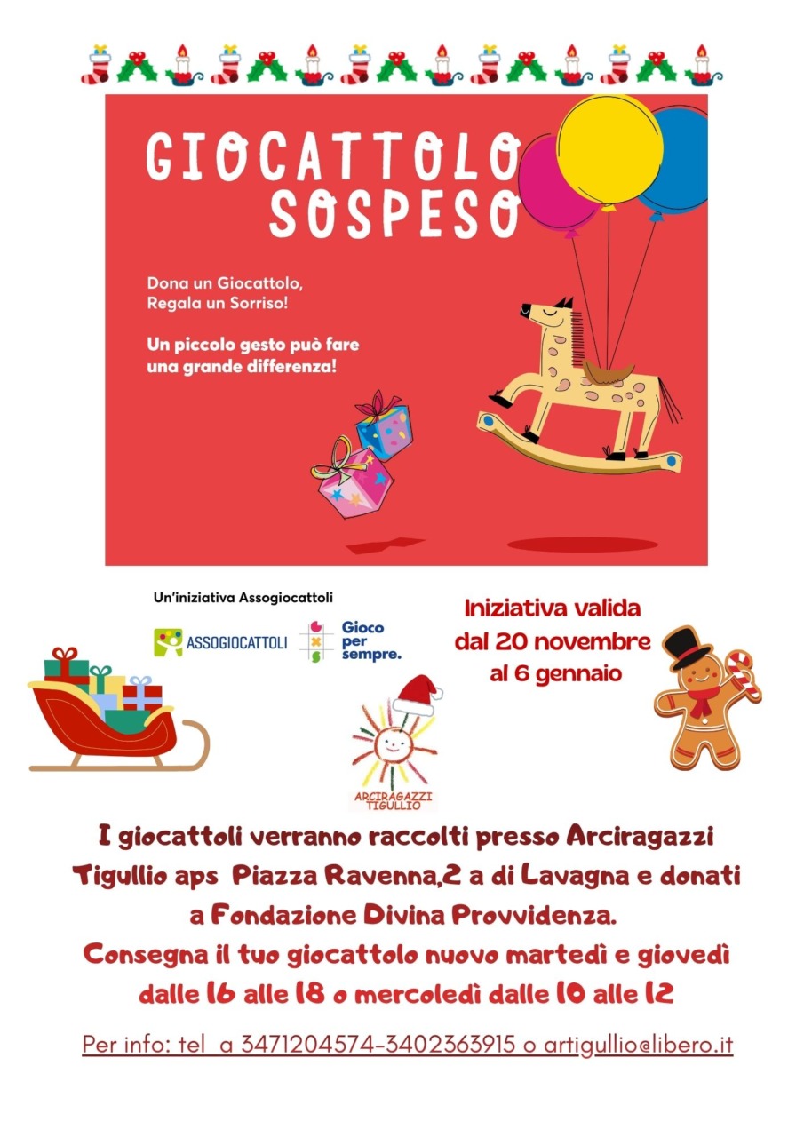 Lavagna, arriva il “Giocattolo sospeso” per i bambini del Cordeviola
