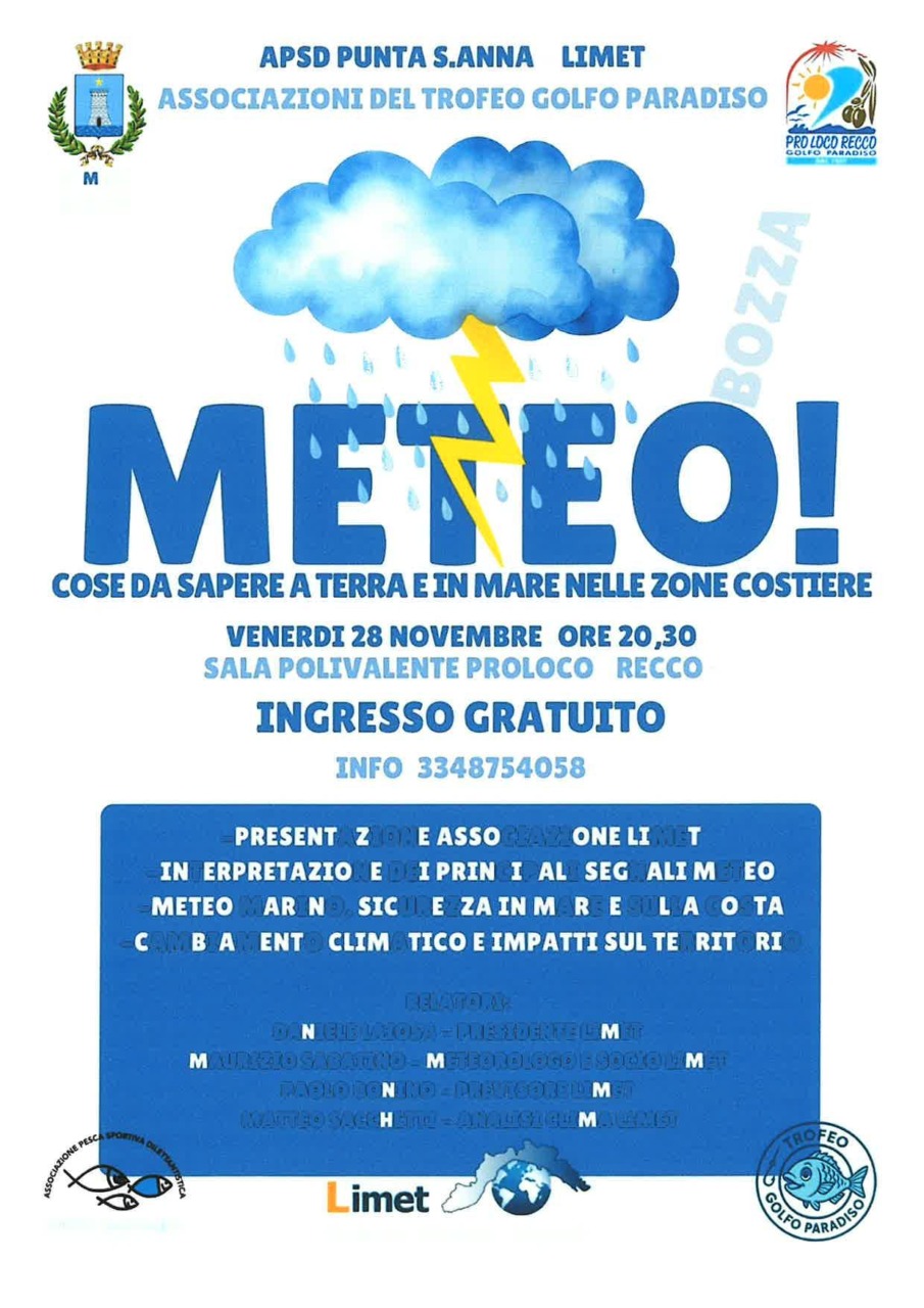 A Recco un incontro dedicato al meteo e alla sicurezza in mare