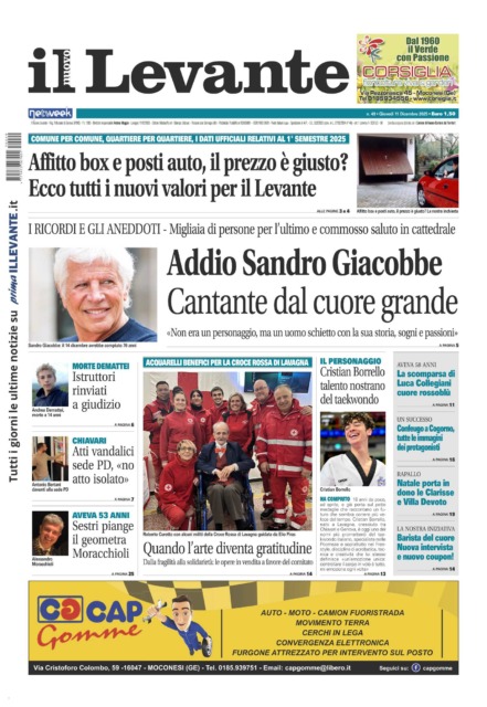 Il Nuovo Levante da oggi in edicola