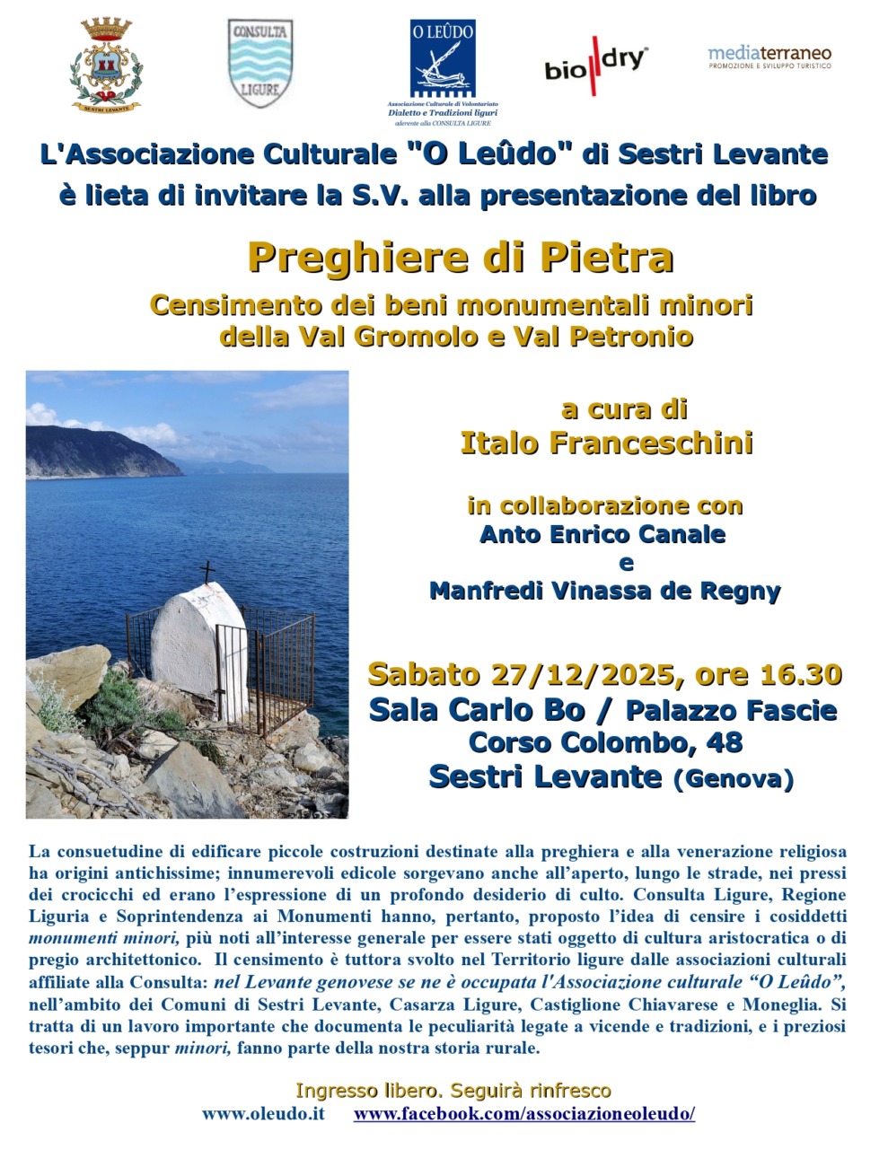 Nel segno del Giubileo 2025 nasce “Preghiere di Pietra”, il nuovo libro dell’Associazione O Leûdo