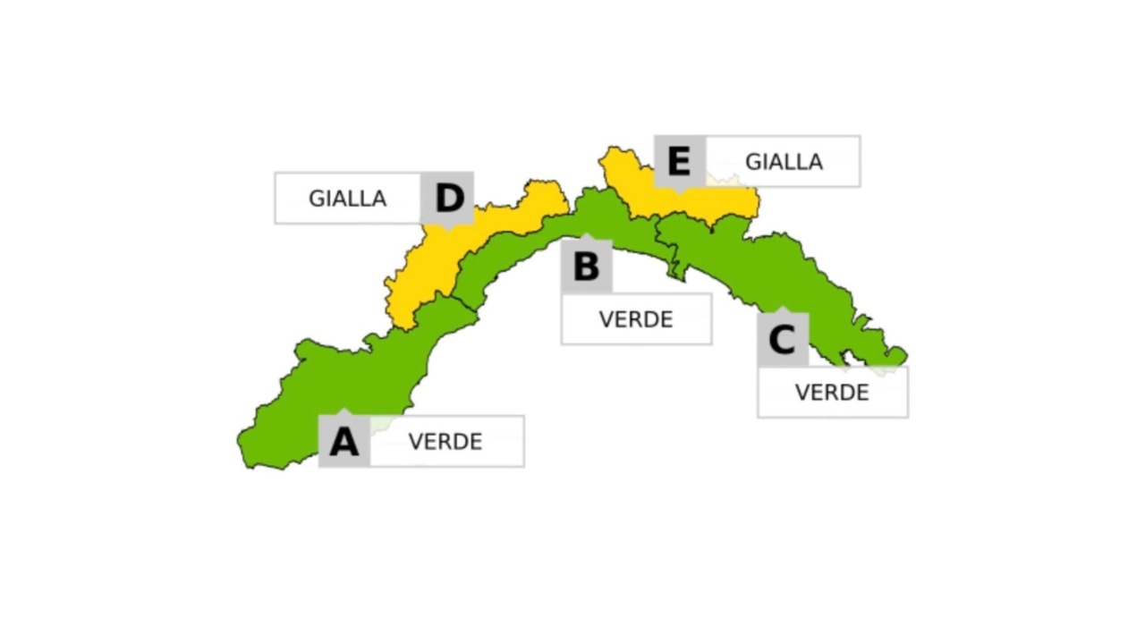 Confermata allerta gialla per neve sui versanti padani di Ponente e di Levante della Liguria
