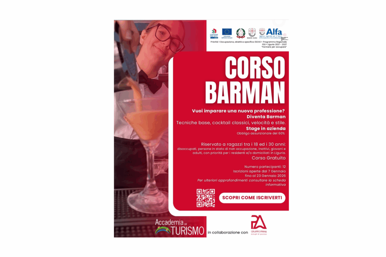 Accademia del Turismo: al via il corso gratuito per barman con stage e assunzione garantita