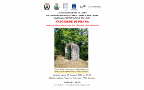 “Preghiere di Pietra”: a Casarza Ligure la presentazione del censimento dei monumenti minori della Val Gromolo e Val Petronio