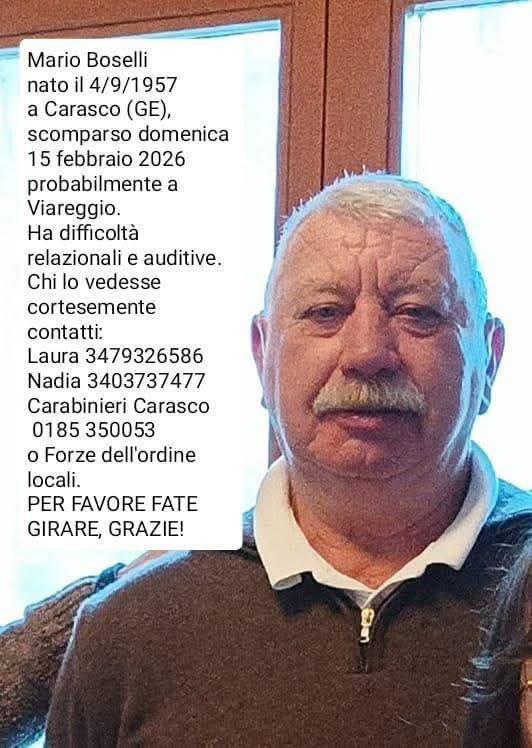Appello al Levante: aiutateci a ritrovare Mario Boselli