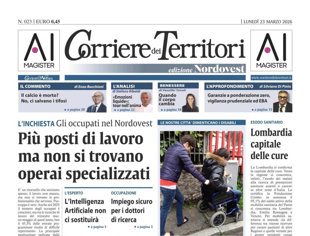 Nel Nordovest il tasso di occupazione è quasi del 70%: l’inchiesta del Corriere dei Territori parla di lavoro