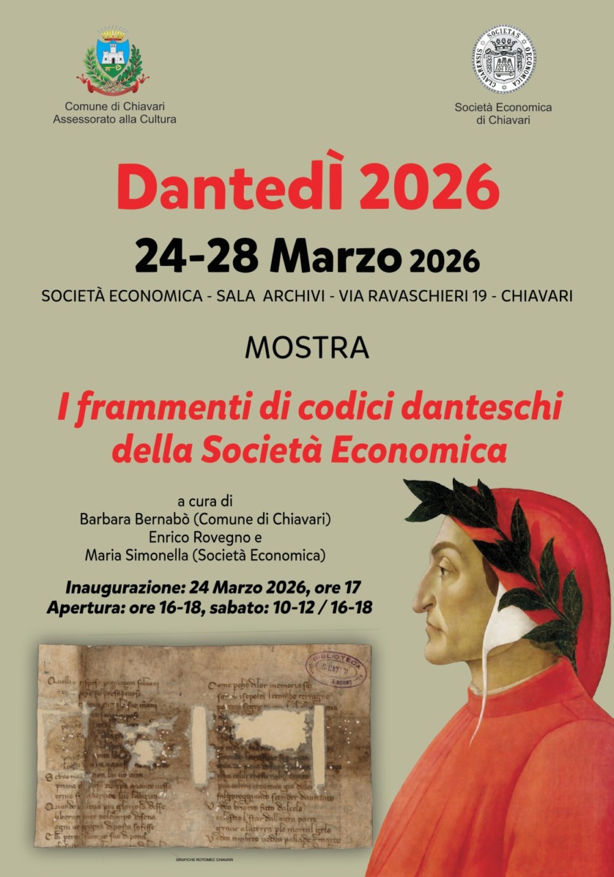 Dantedì 2026 a Chiavari: in mostra i codici danteschi della Società Economica