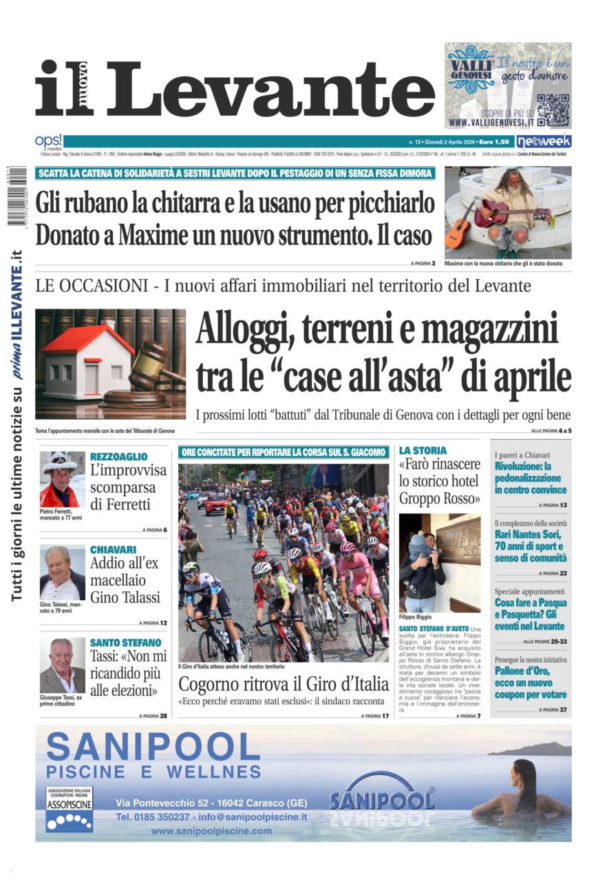 Il Nuovo Levante da oggi in edicola