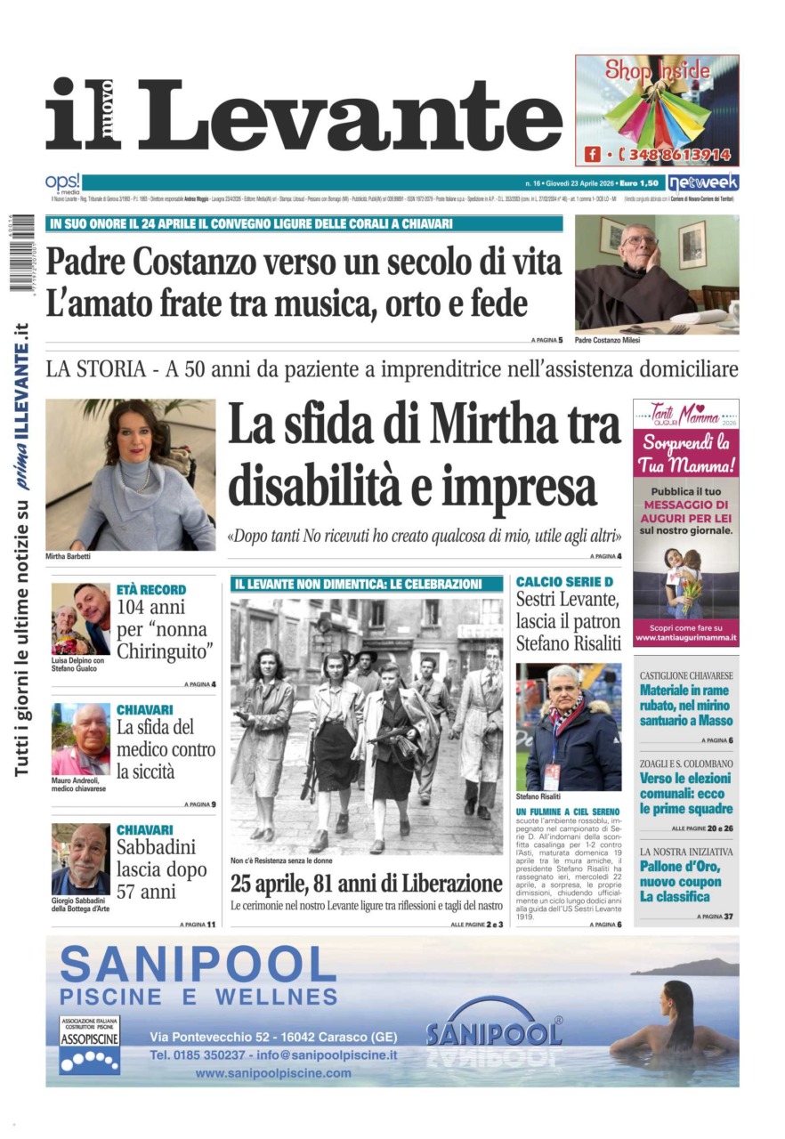 Il Nuovo Levante da oggi in edicola