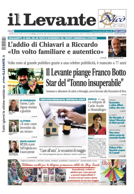 Il Nuovo Levante da oggi in edicola