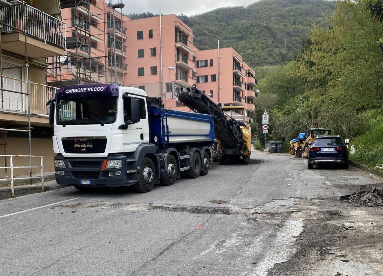 A Recco partiti i lavori di asfaltatura in via della Ne