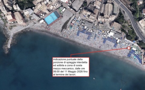 Sori, spiaggia centrale chiusa per lavori di sistemazione
