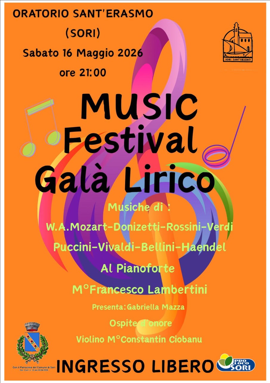 “Music Festival – Galà Lirico” all’Oratorio di Sant’Erasmo in Sori