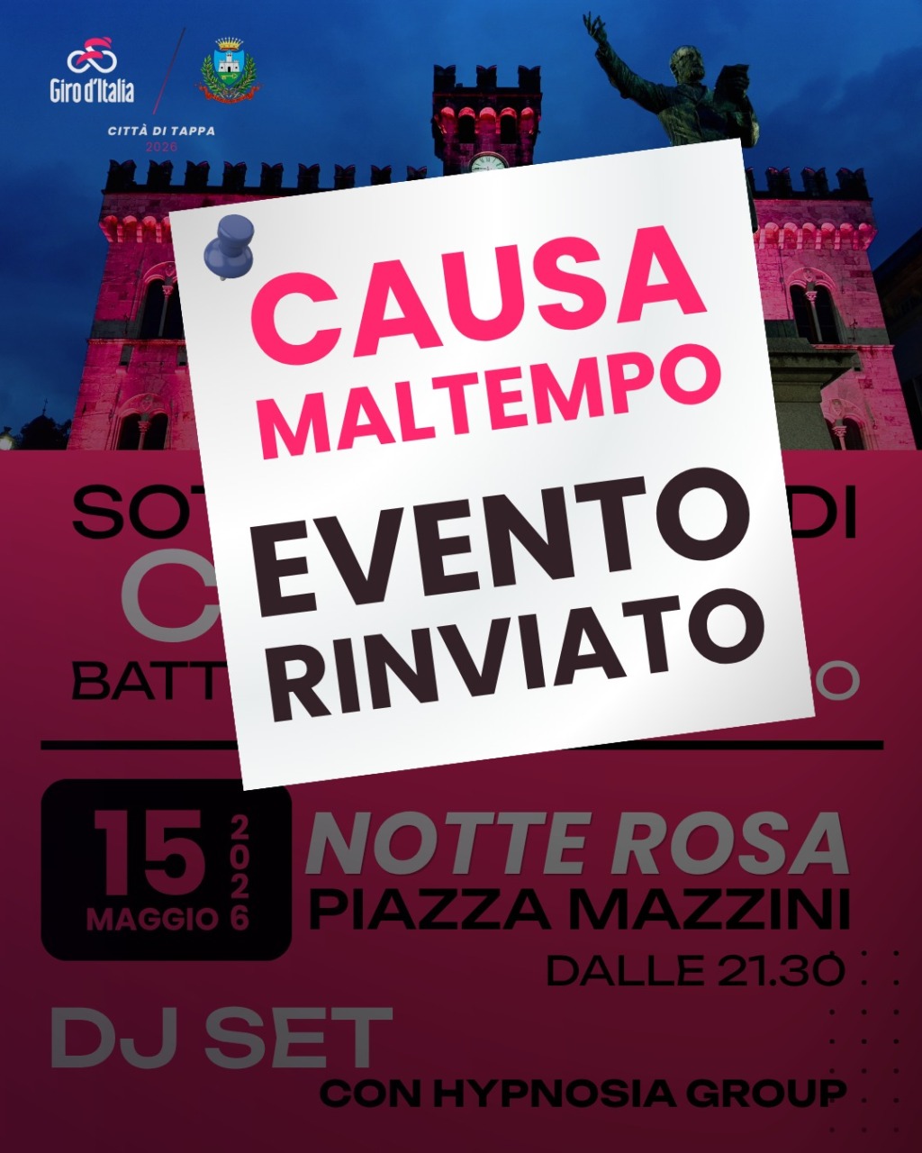 Chiavari, rinviato il Dj Set della notte rosa per maltempo