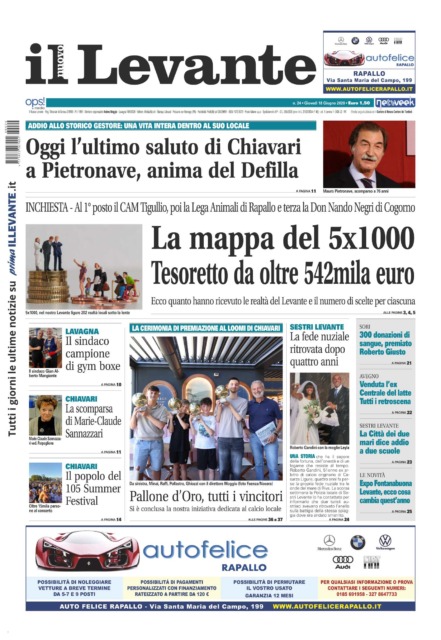 Il Nuovo Levante da oggi in edicola