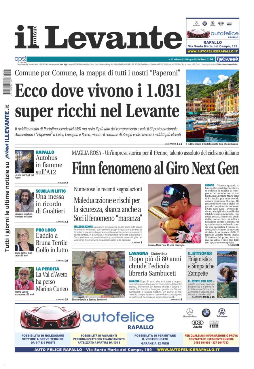 Il Nuovo Levante da oggi in edicola