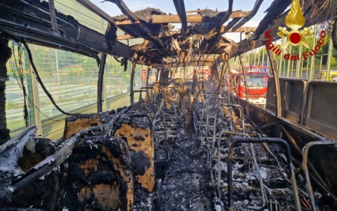 Bus turistico incendiato sulla A12, confermato il bilancio: nessun ferito
