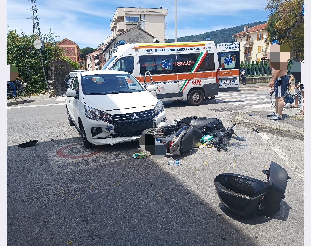Incidente a Sestri Levante: coinvolti uno scooter e un’auto