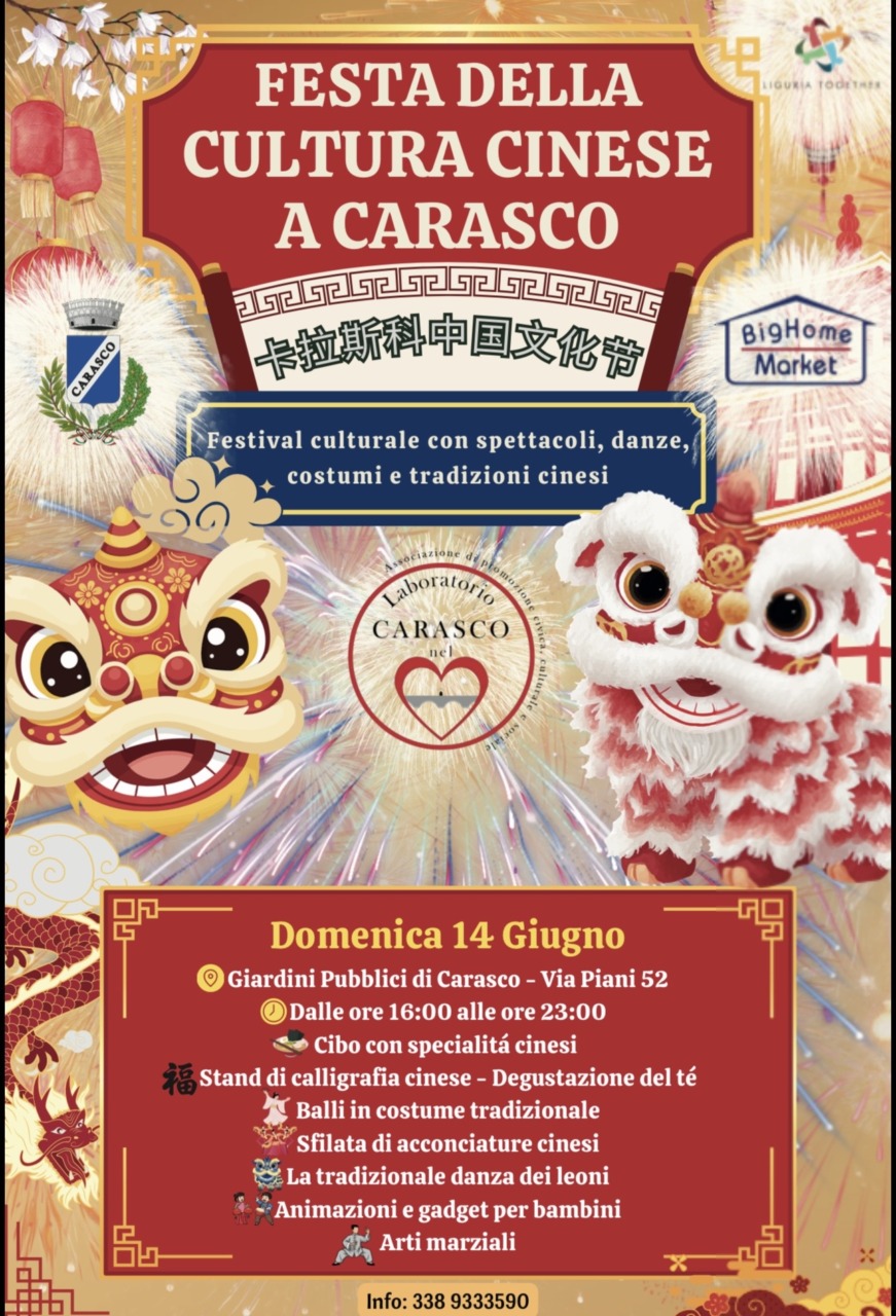 A Carasco arriva la Festa della Cultura Cinese