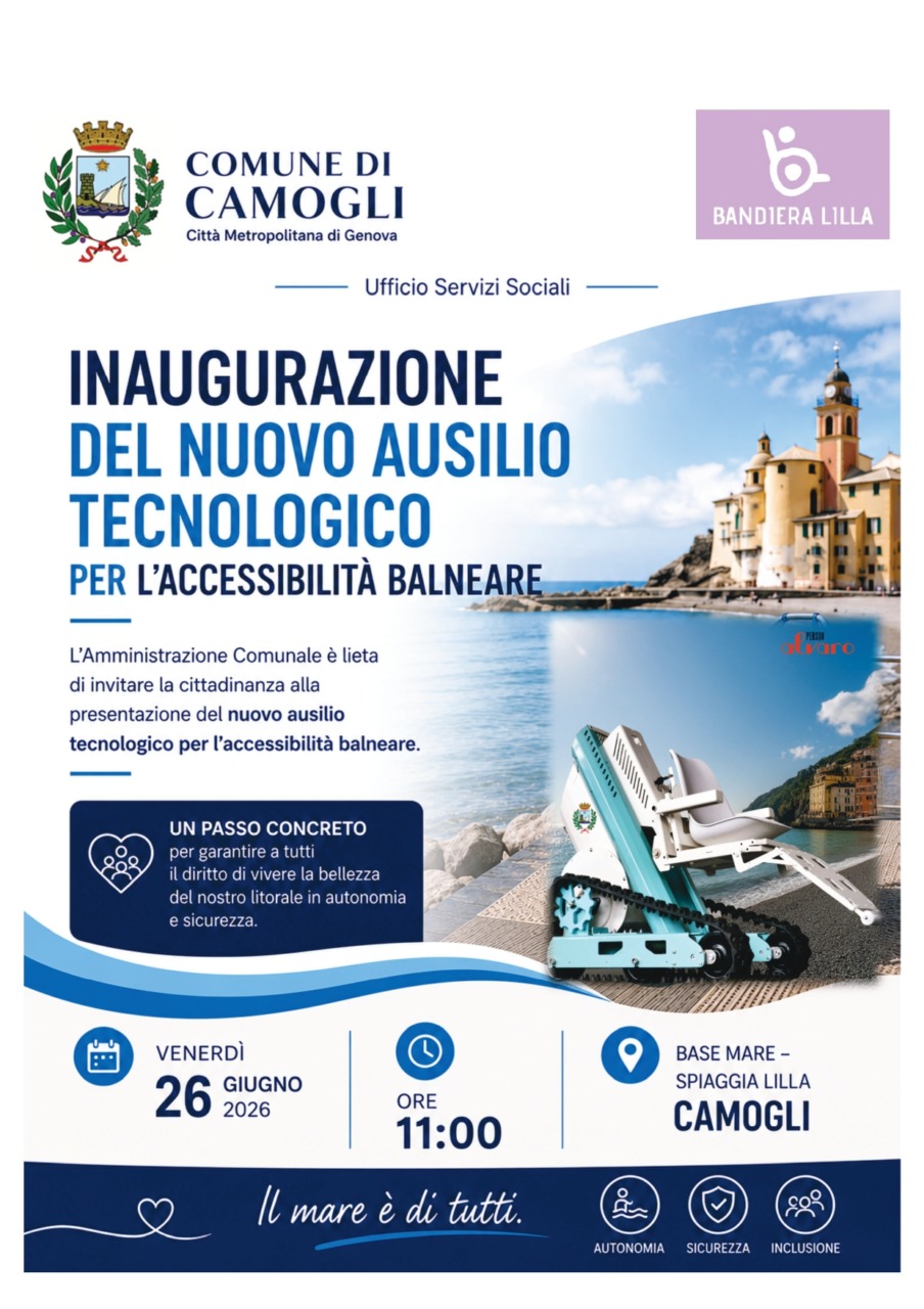 Camogli: in arrivo due sedie semoventi che consentono l’accesso al mare ai disabili in servizio alla Base Spiaggia