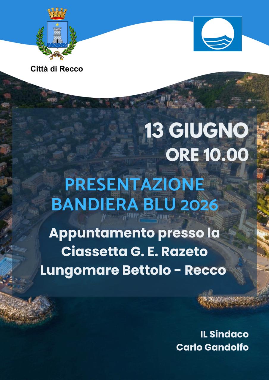 Recco celebra la Bandiera Blu: il 13 giugno la cerimonia sul lungomare