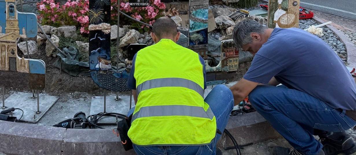 Recco, alla rotatoria verso Camogli arriva l’installazione in ceramica realizzata per Euroflora