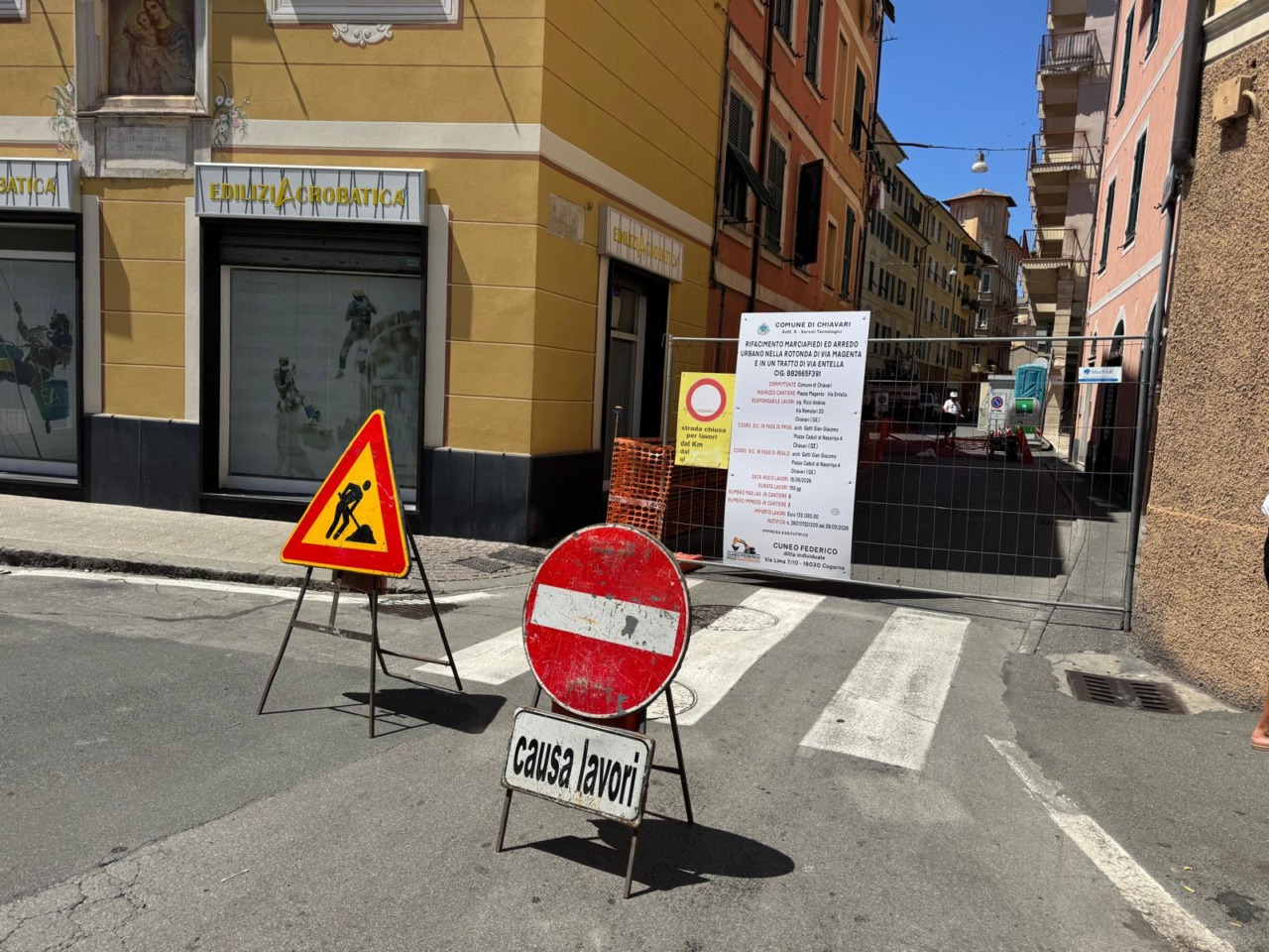 Chiavari, partiti i  lavori di riqualificazione in via Magenta e via Entella