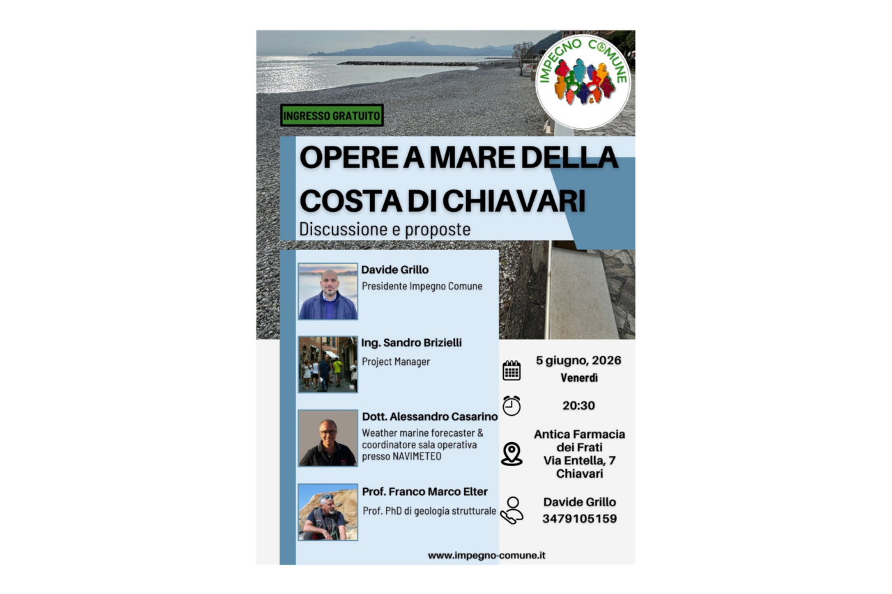 Impegno Comune organizza un incontro pubblico sulle opere a mare di Chiavari