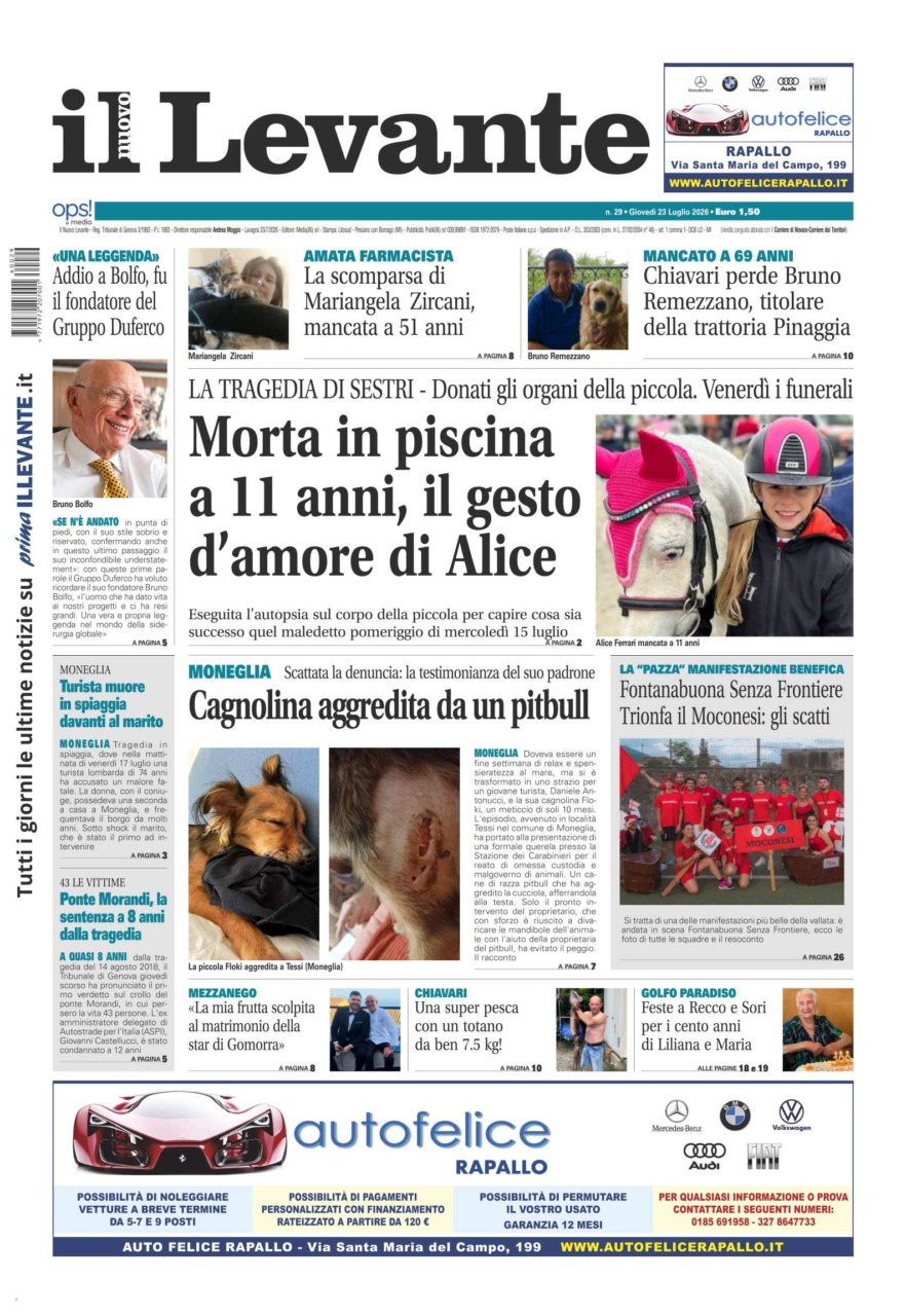 Il Nuovo Levante da oggi in edicola