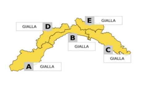 Arpal: allerta gialla per temporali su tutta la regione fino alle 19 di oggi, domenica 26 luglio