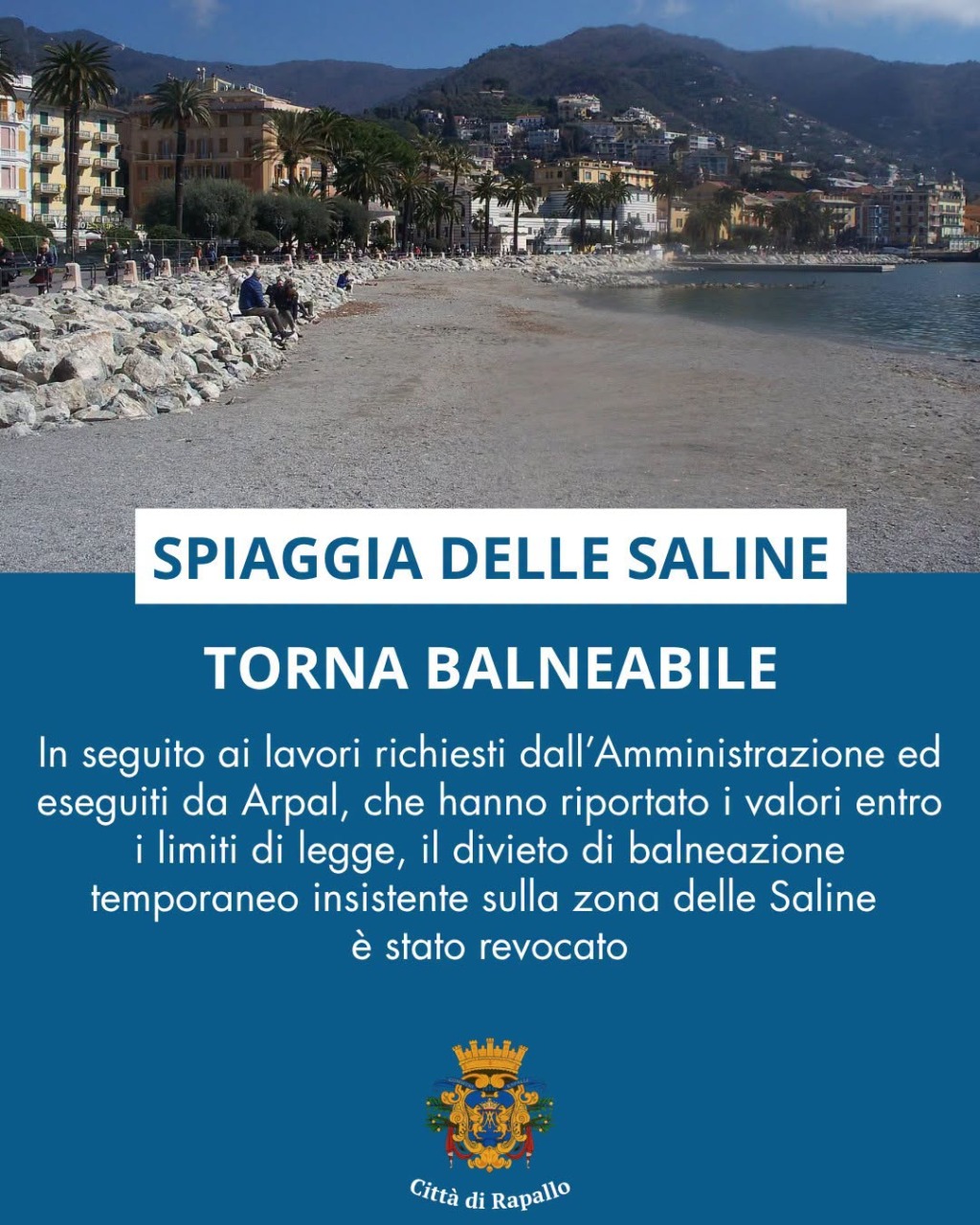 Torna balneabile il mare davanti alla Spiaggia delle Saline