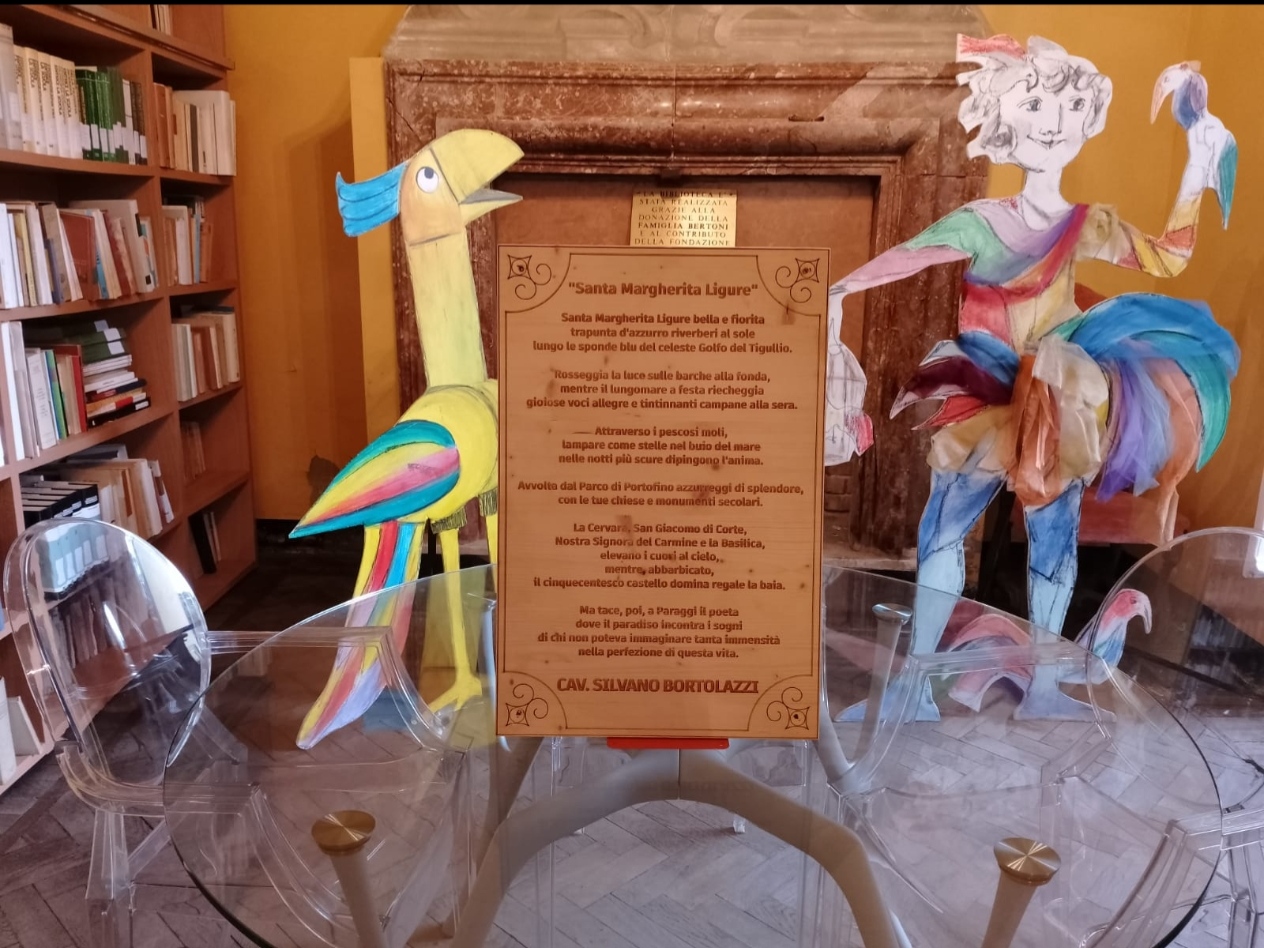Una targa del poeta Silvano Bortolazzi collocata nel salone principale di Villa Nido a Santa