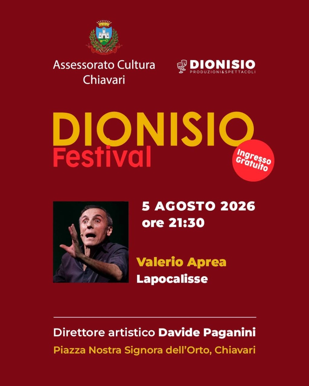 Valerio Aprea porta a Chiavari “Lapocalisse”
