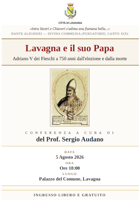 Lavagna celebra Papa Adriano V nel 750° anniversario dell’elezione e della morte