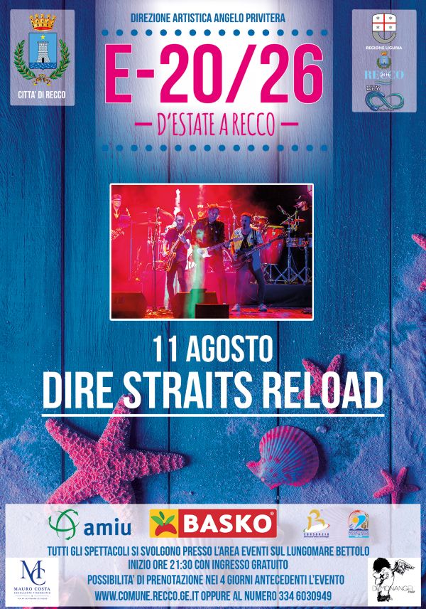 Recco, il concerto dei Dire Straits Reload chiude la rassegna E‑20/26