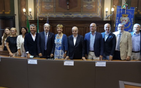 Il Presidente di Regione Liguria Marco Bucci in visita a Rapallo
