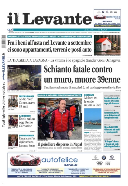 Il Nuovo Levante da oggi in edicola