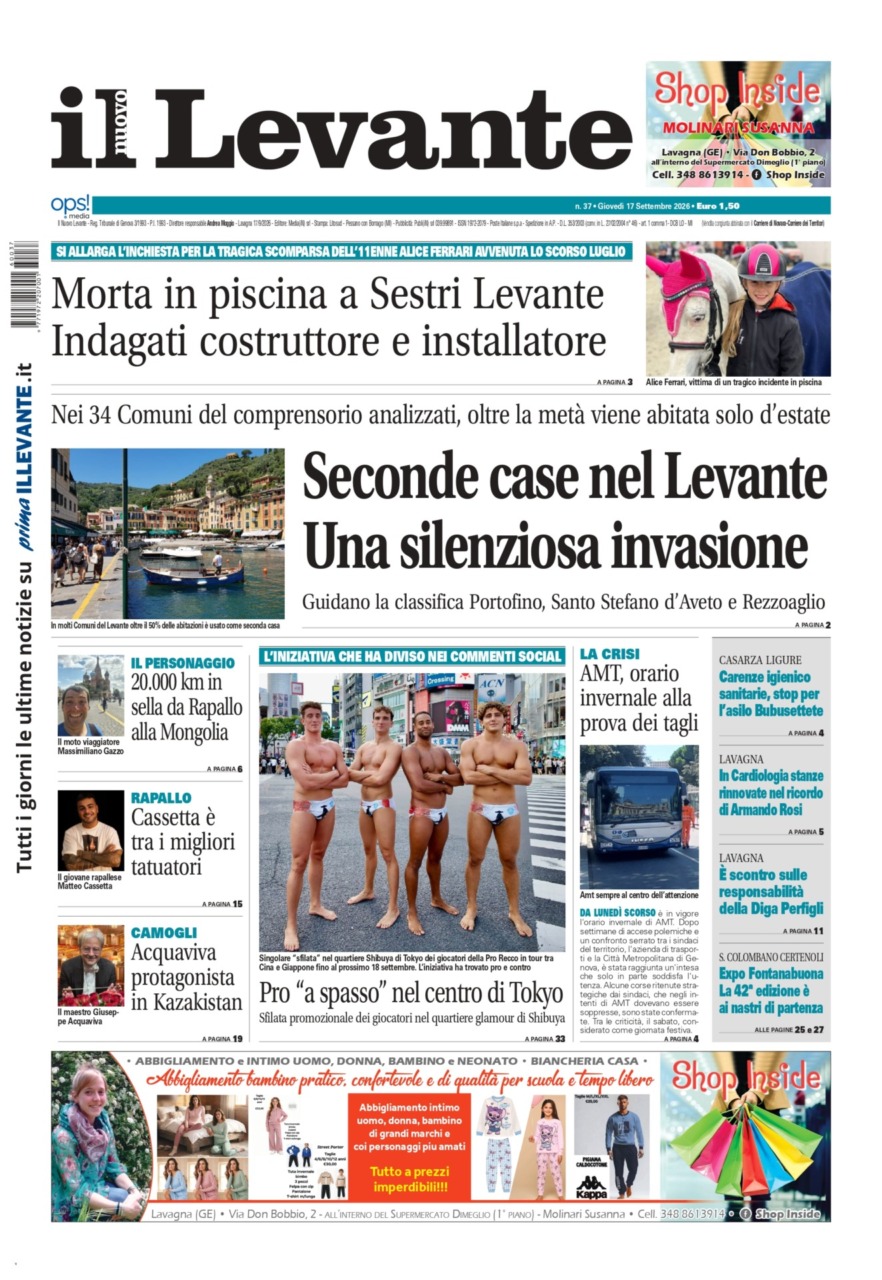 Il Nuovo Levante da oggi in edicola
