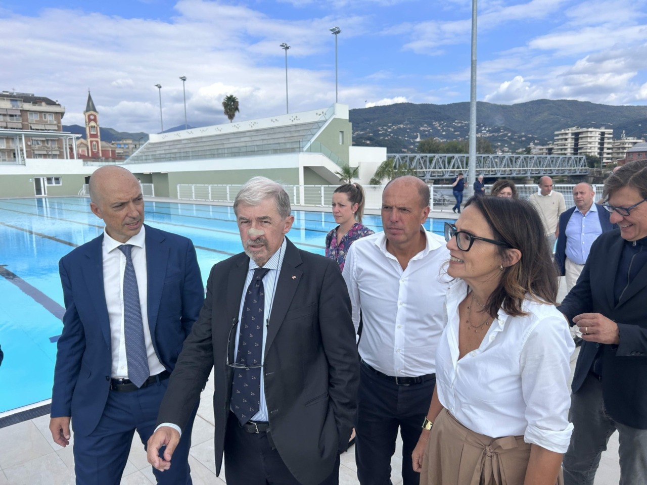 Il presidente di Regione Liguria Marco Bucci in visita a Chiavari