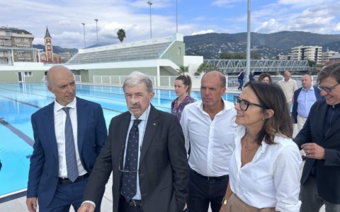 Il presidente di Regione Liguria Marco Bucci in visita a Chiavari