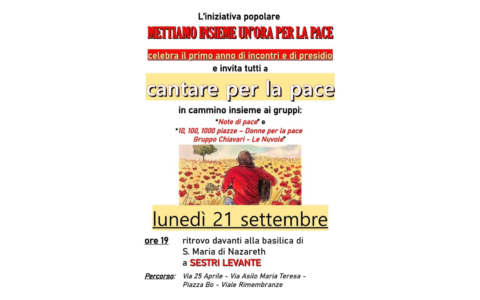 A Sestri Levante un’ora per la pace: questa sera il corteo e la musica