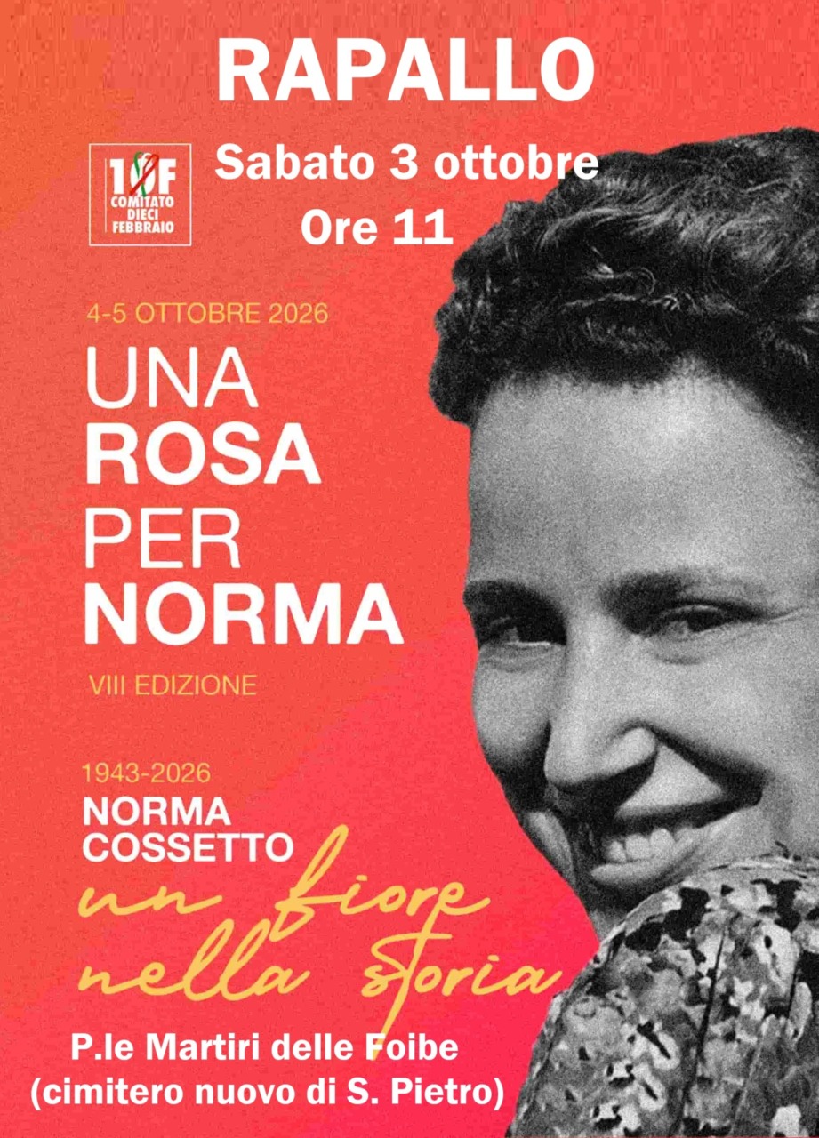 Una rosa per Norma Cossetto, sabato 3 ottobre a Rapallo la manifestazione