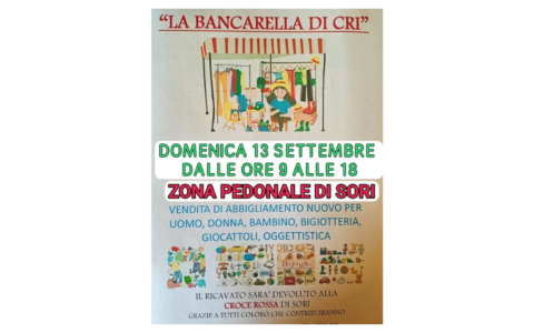 Domenica a Sori l’ultimo mercatino estivo: il ricavato alla Croce Rossa