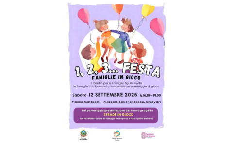 “1, 2, 3… Festa – Famiglie in gioco”, un pomeriggio dedicato a bambini e famiglie a Chiavari